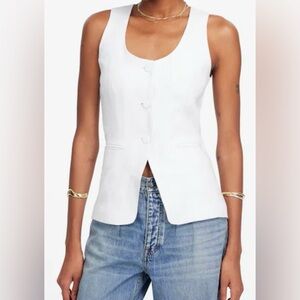 Madewell White Sleeveless cutaway vest.